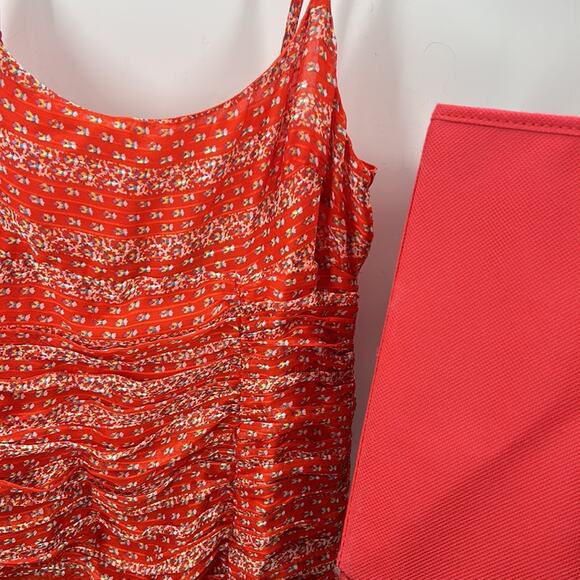 Revolve The East Order Liliana Orange Red Floral Ruched Mini Dress L New Nwt - Picture 12 of 14